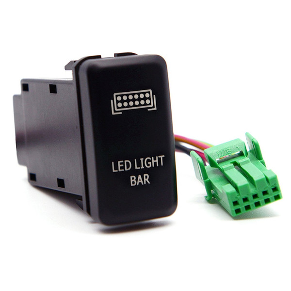 Blue LED Push Switch with Connector Wire Kit Laser LED Light Bar Symbol ON-OFF Toggle Switch for Toyota