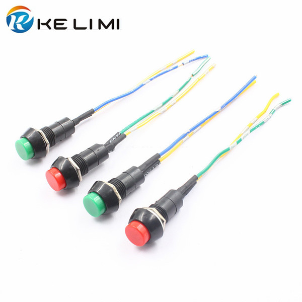 KELIMI 10PCS Mini 2pins 250V Red/Green Round Push-in SPST PCB Button ON-OFF Self-locking Power Panel Rocker Toggle Switch