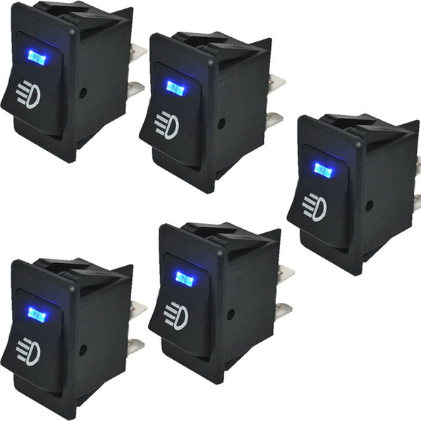 5 Pcs Car Rocker Switch 12V 35A ON OFF 4 Pin with Blue LED Light Universal Car Fog Light Switch ON-OFF Dash Dashboard