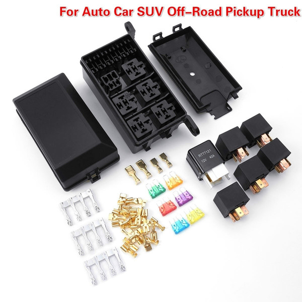 Fuse Box 6 Relay Socket Holder 5 Road nacelle Insurance For Auto Car SUV Off-Road Pickup Truck