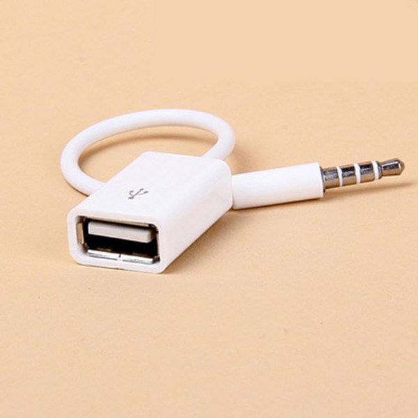 Car MP3 3.5mm Male AUX Audio Plug Jack To USB 2.0 Female Converter Cable Headphone Cable high quality PVC for VW SUV r45