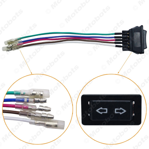 wholesale 5Pin 20A 24V/12V Window Switch Button With Red/Green LED Light Wire Adapter for Universal All Autos #4538