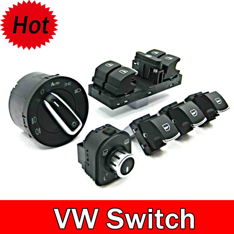 OEM Chrome auto Headlight switch+rearview side mirror switch+Door window switch for VW CC / Tiguan / Passat / Golf / Jetta