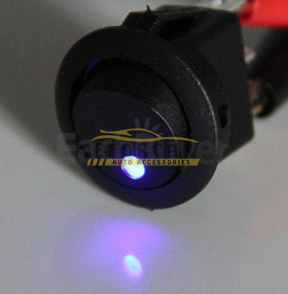 30X Mini Round Blue LED Rocker Indicator Switch 3 Pin On-Off 12V DC Free Shipping