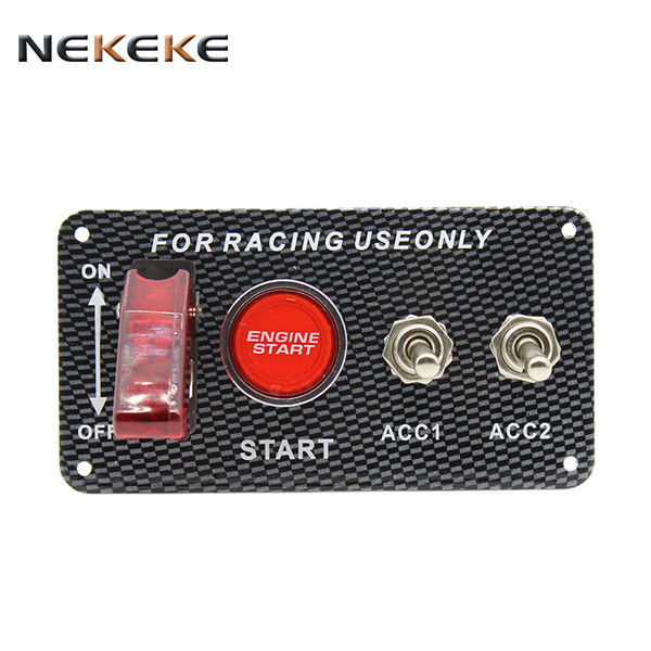 Carbon Fiber Race Car Ignition Accessory Engine Start Push Button Switch Panel