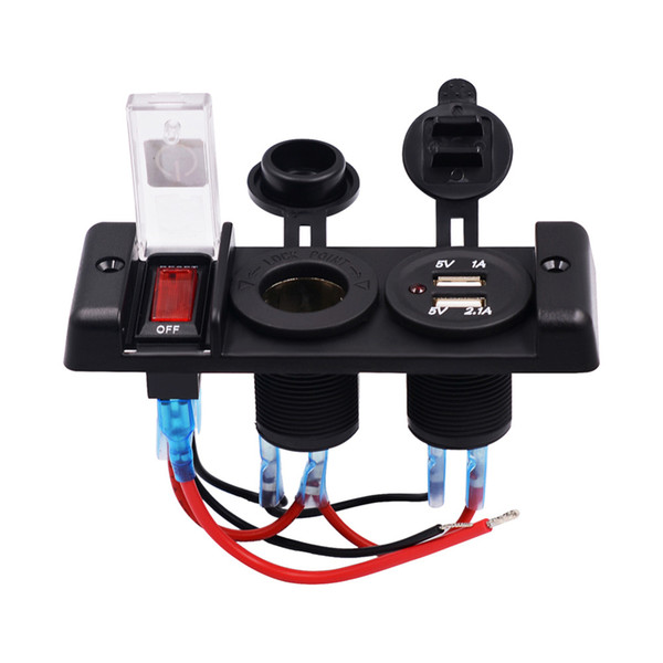 Car / RV / Ship Caravan Motorhome DC 12V Auto One-Band Lens Switchs Combination Panel Dual Usb Auto Lighter Socket