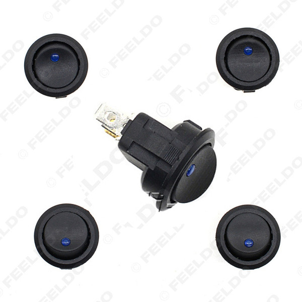 5pcs/lot Car Boat Auto Motorcycel LED Dot Light 12V Round Rocker ON OFF SPST Switch with Blue Light #2613