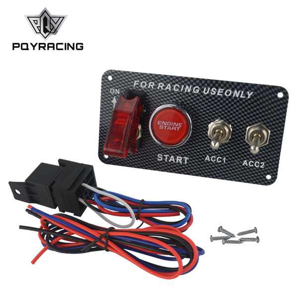 PQY - 4 in 1 Car 12V Ignition Illuminate Engine Start Kit Button Switch Panel Push PQY-QT314