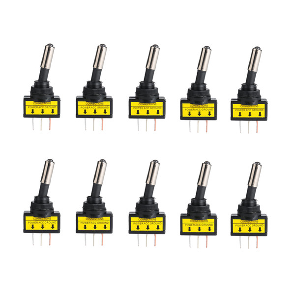 10Pcs Toggle Switch 12V 20A ON OFF 3 Pin Blue LED Light SPST Toggle Rocker Switch ON-OFF Car Boot RV Light Switch Universal