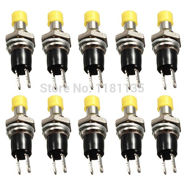 10pcs Newest High Quality Momentary Mini On Off Push Button Micro On-Off SPST Switch Yellow 2 Pins FREE SHIPPING