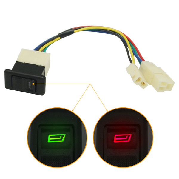 wholesale 5Pin 20A 24v/12V Window Switch Button With Wire Adapter & Green LED Light for Universal All Autos #4646