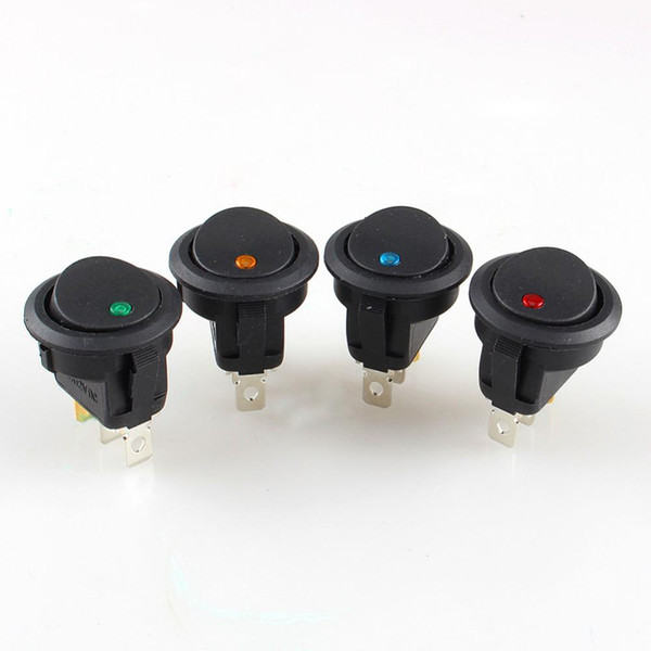 High Quality 4pcs 12V LED Dot Light Car Boat Round Rocker ON/OFF SPST Switch 4 Colors