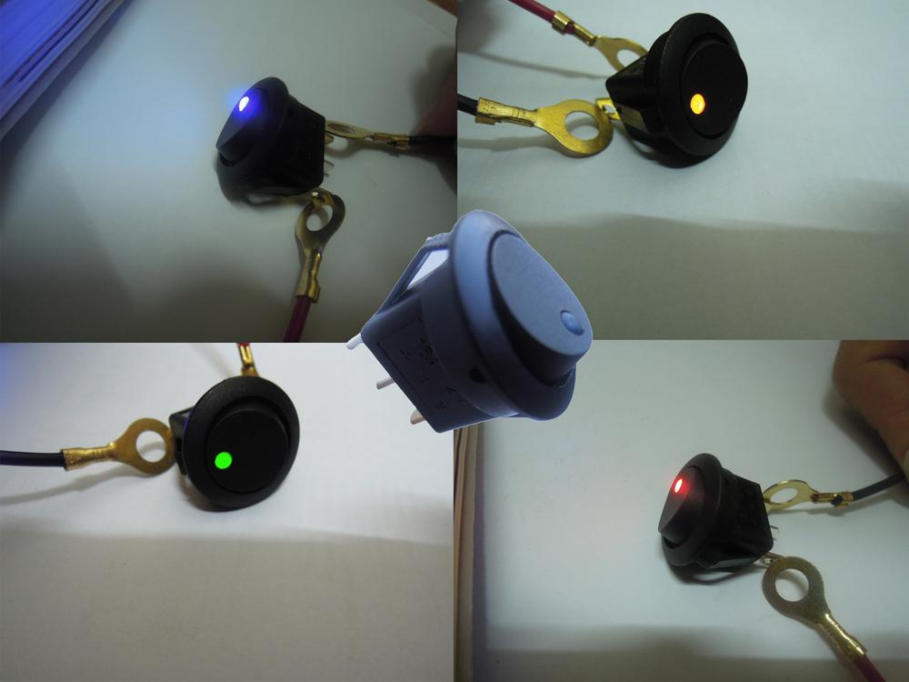 Red+Green+Yellow+2Blue Car 12V Round Rocker Boat LED Light Toggle SPST Switch Auto Motorcycle