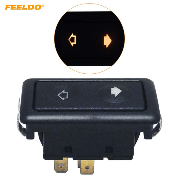 FEELDO Universal Metallic Snap Clip-On 6Pins Auto Power Window Switch 12V/24V 10A~30A With illumination Indicator Single Button #5797