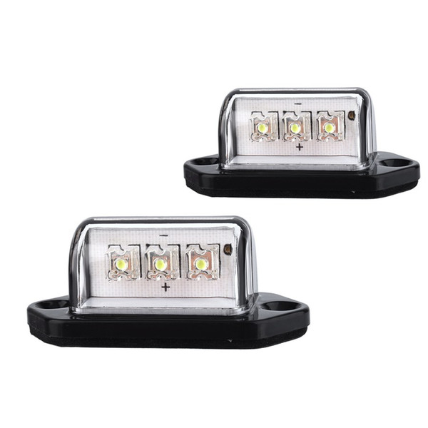 1 Pair 12V 3LEDs Number Licence Plate Light Rear Tail Lamp Truck Trailer Lorry Auto Lights White