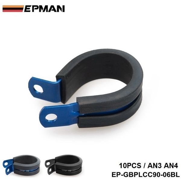 10PCS x AN3 AN4 9.5mm I.D BLUE BLACK Aluminium Rubber Lined Cushioned P Clamp / Clip EP-GBPLCC90-06