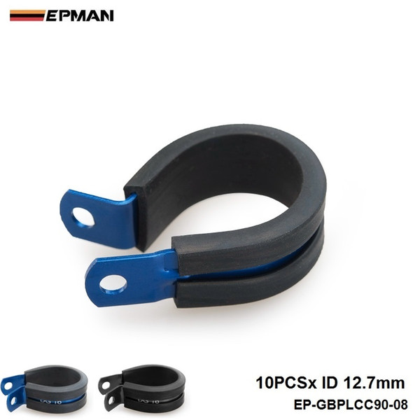 EPMAN- 10PCS x ID 12.7mm (Color:Blue,Black) Aluminium Cushioned P Clip / Tubing Clamp EP-GBPLCC90-08