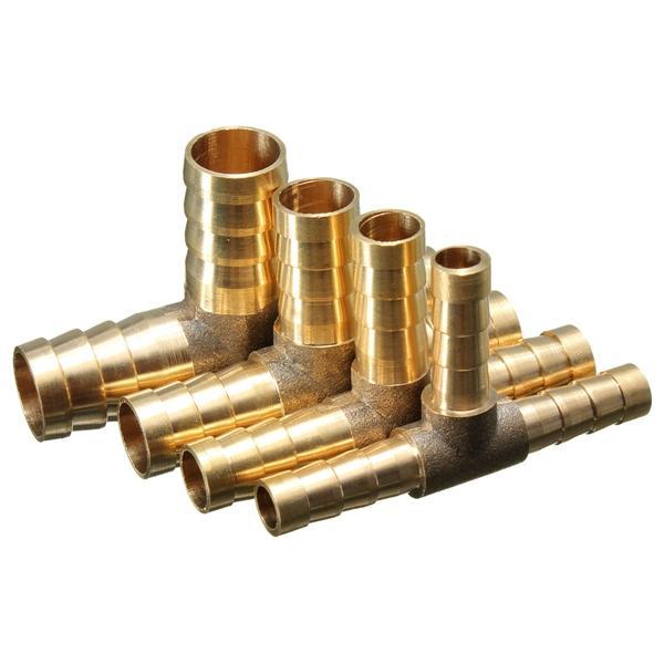 6mm 8mm 10mm 12mm Brass T Piece 3 Way Fuel Hose Joiner Connector For Air Oil Gas - 6mm