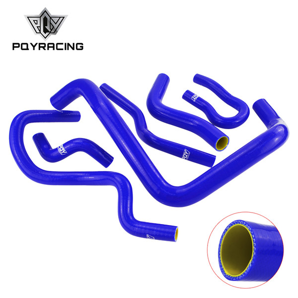 blue & yellow Silicone Radiator Hose Kit for CIVIC SOHC D15 D16 EG EK 92-00 6pcs with PQY logo PQY-LX1303C-QY