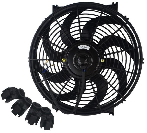 Universal Kit Black 14 inch Slim Fan Push Pull Electric Radiator Cooling 12V