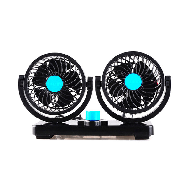 12V Car Fan Low-power 360-degree rotating double-headed fan cooling car cooling ABS material environmental protection high temperature black