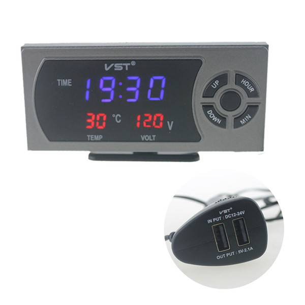 Car-styling Multifunction Digital Clock 3 in 1 Automobile Electronic Voltage Meter Thermometer Temperature Car Decoration New