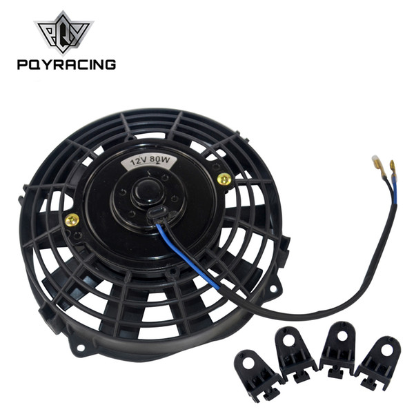 PQY - 7 Inch Universal 12V 80W Slim Reversible Electric Radiator AUTO FAN Push Pull With mounting kit Type I 7