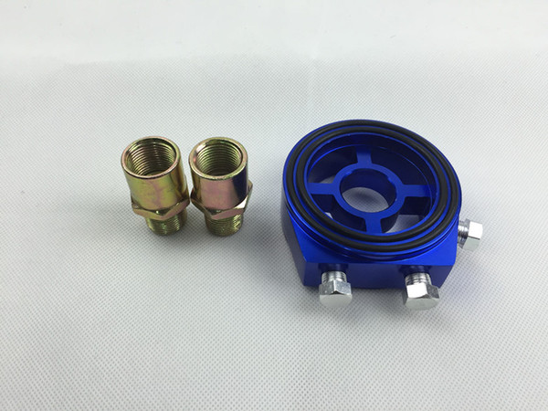 BLUE Color Universal Lightweight Aluminum Oil Filter Cooler Sandwich Adapter For Oil Pressure and Oil Temperature Senders