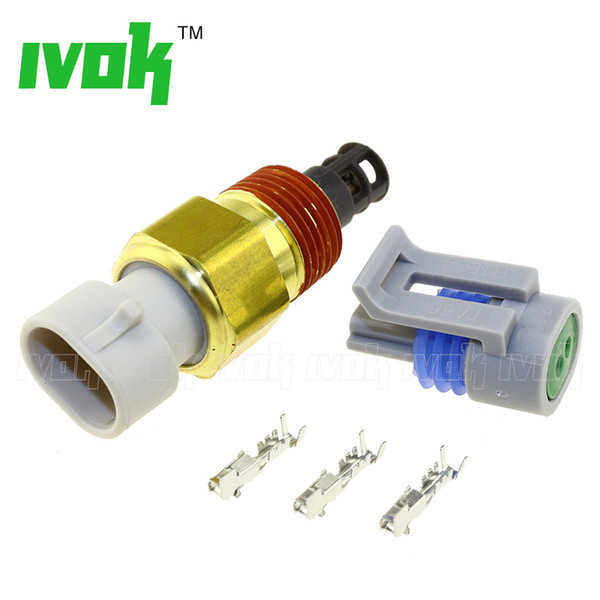 Intake Air Charge Temp Temperature Sensor For GM IAT MAT ACT With 2-Way Female Terminal Keyway Connector Kit 25036751 25037225