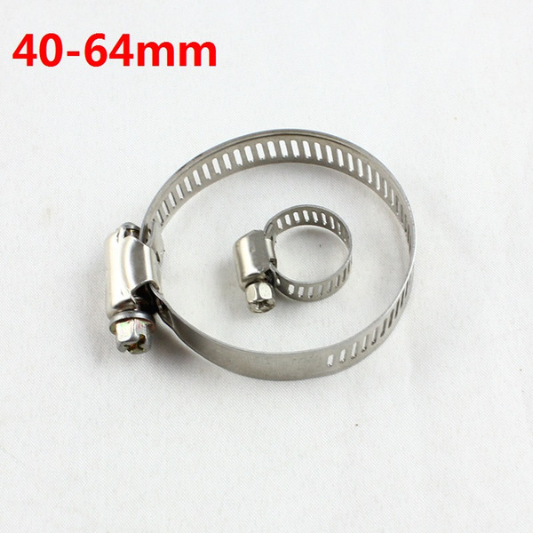 Stainless steel Fuel Hose Clips Pipe Connection Fastener Adjustable Worm Drive Hose Clamp Dia 40mm to 64mm