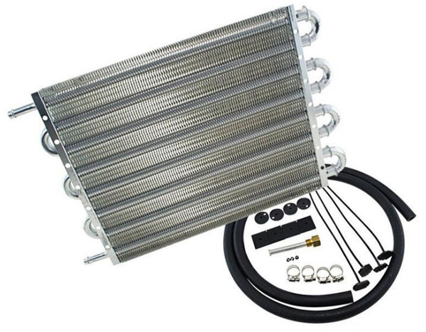 Universal 8 Row Aluminum Engine Transmission Oil Cooler Kit Black Radiators