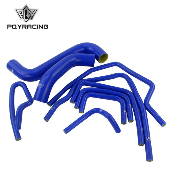 PQY - 9 PCS Silicone Radiator Turbo Intercooler Hose Kit For 02-07 Subaru Impreza WRX/STi GDA/GDB EJ20 Blue & Yellow LX1803C-QY