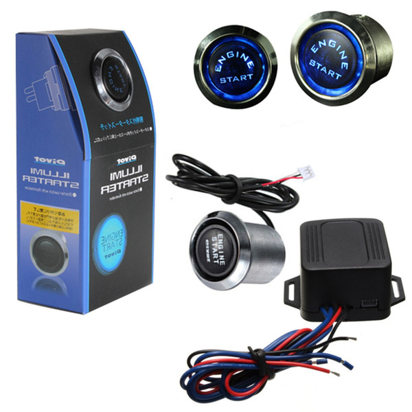 12V Universal Car Engine Start Push Button Switch Ignition Starter Kit Blue LED