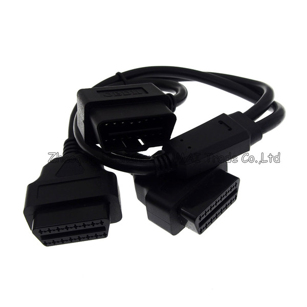 16 Pin OBD2 male to 2 X female adapter/extension cord/cable for Auto double OBD2 Device ,2*50cm OBD cable,Automobile diagnosis