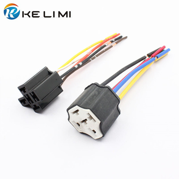 KELIMI Automobile Truck 12V 40A 4 pins Relay Socket Wiring Harness 80A 24V 5 Pin Ceramic Plug Wire Relays Adapter Plug Holder Connector