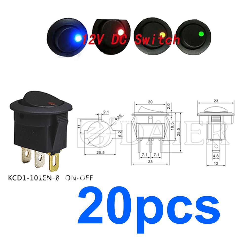 5*Blue+5*Red+5*Green+5*Amber Car 12V 16A Round Rocker Boat LED Light Toggle SPST Switch