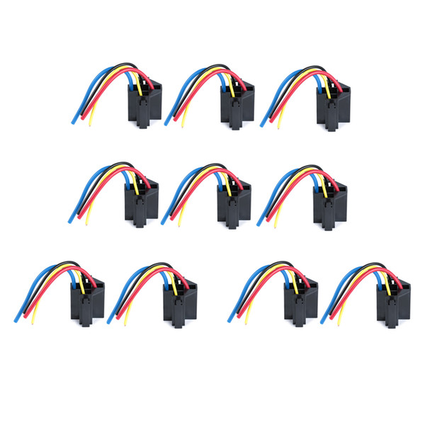 5/10Pcs Car Auto Relay Socket 12V 30A/40A 4 Pin 4 Wire Kit for Electric Fan Fuel Pump Light Horn Universal