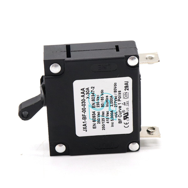 30A 80V DC/AC Single Pole Hydraulic Magnetic Circuit Breakers with Manual ON/OFF Toggle Reset Switch