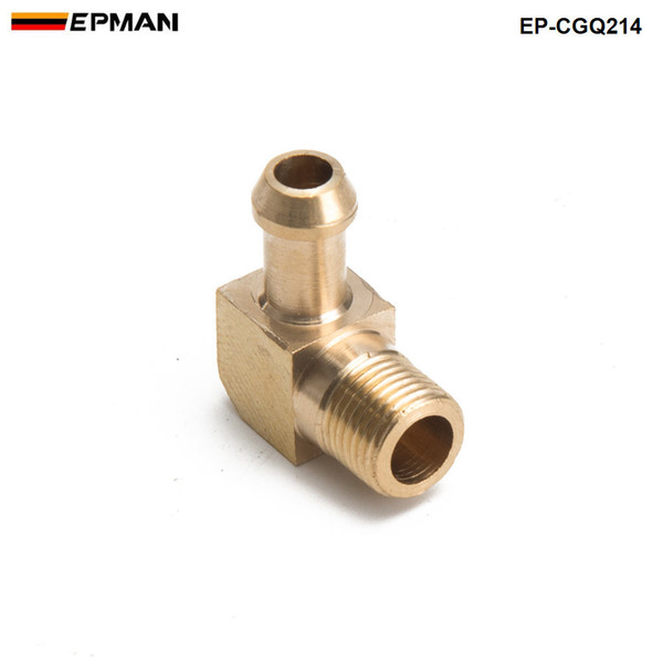 EPMAN-Brass Boost Hose Barb to Male Thread 90 Degree Elbow Fitting For Garrett T2 T3 Turbo 1/8