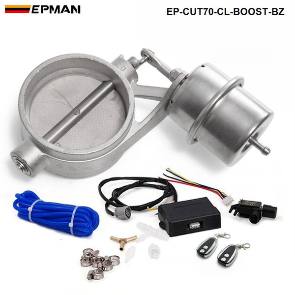 Exhaust Control Valve With Boost Actuator Cutout 70mm Pipe CLOSED with Wireless Remote Controller Set EP-CUT70-CL-BOOST-BZ