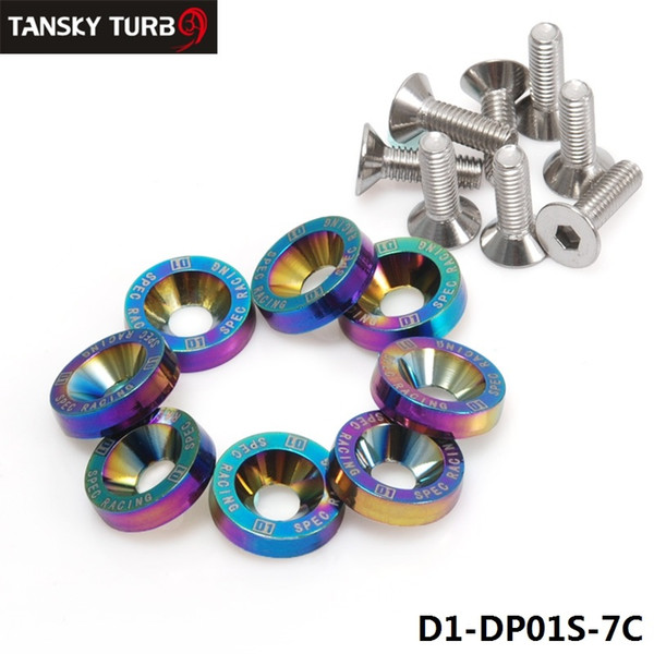 D1Spec Universal Neochrome 8PC M6 x 20MM Fender Bumper Washer Bolt Engine Bay Dress Up Kit Aluminum D1-DP01S-7C