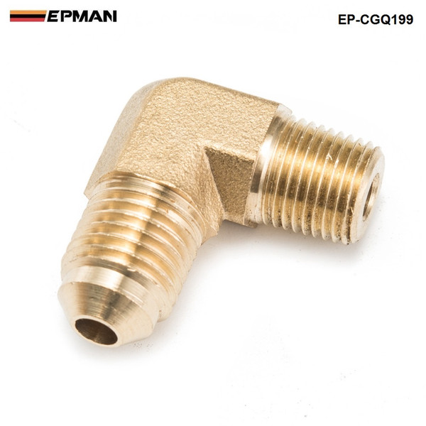 EPMAN -1/8 NPT to AN-4 90 Degree Brass Compression Fitting For Oil Drains/Feeds, Intake Manifold Adapter EP-CGQ199