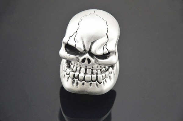 Universal Gear Shift Knob Universal Silver Manual Gear Stick Shift Shifter Lever Knob Wicked Carved Skull Mask Free Shipping