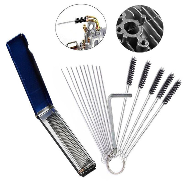 Carburetors Carbon Dirt Jet Remove Cleaner Cleaning Wires Set Cleaning Needles Nylon Brushes Tool Kit