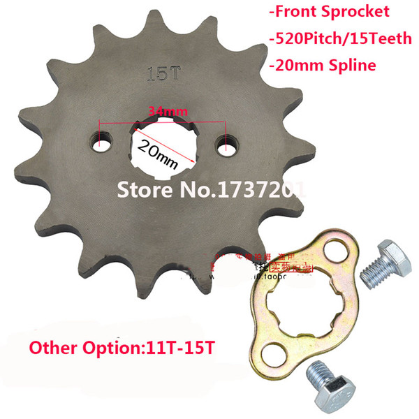 Front Engine Sprocket 520# 15T Teeth 20mm For 520Chain With Retainer Plate Locker Motorcycle Dirt Bike ATV Parts Free Shipping