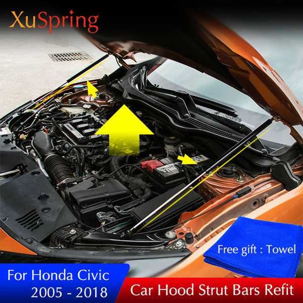 Car Bonnet Hood Support Hydraulic rod Lift Strut Spring Shock Bars Bracket For 2005-2018 Honda Civic Car-styling