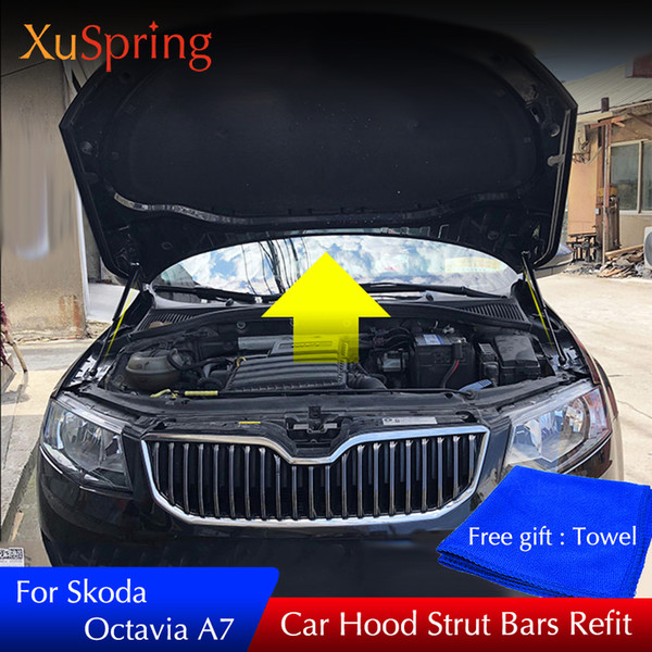 For Skoda Octavia 2013-2019 A7 MK3 Car-styling Refit Bonnet Hood Gas Shock Lift Strut Bars Support Rod