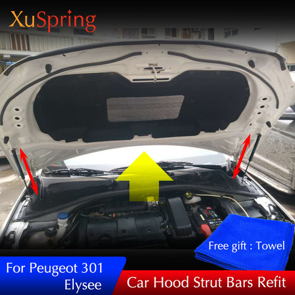 Car Bonnet Cover Spring Shock Lifting Bracket Strut Bars Hydraulic Rod for 2012-2017 Peugeot 301 Elysee