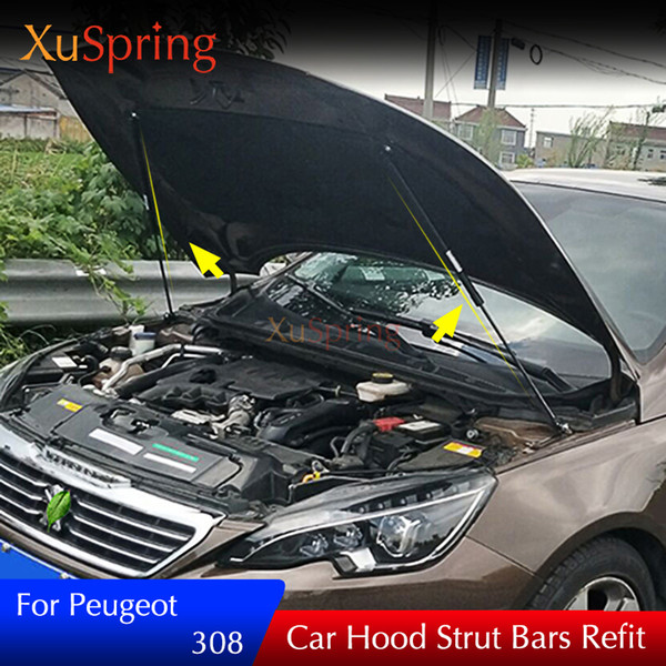 For 2013 to 2019 Peugeot 308 Car Bonnet Hood Support Hydraulic Rod Strut Bars Lift Spring Shock Bracket Car-styling