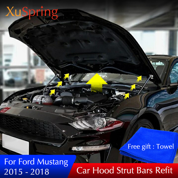 For 2014-2018 Ford Mustang Refit Hood Engine Cover Hydraulic Rod Strut Bar Spring Shock Car Styling